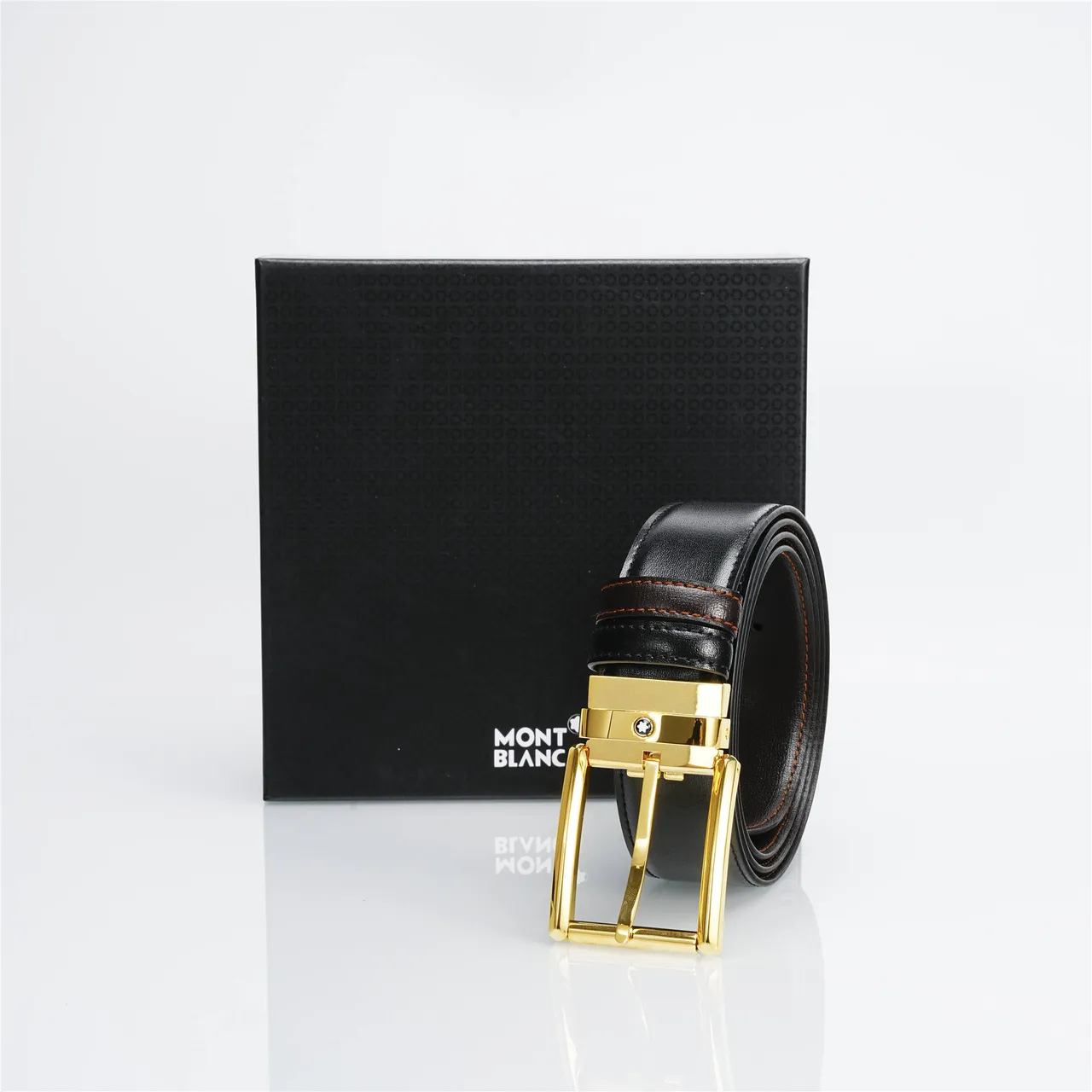 Black Gold ceinture en cuir avec boucle lisse rectangulaire 4