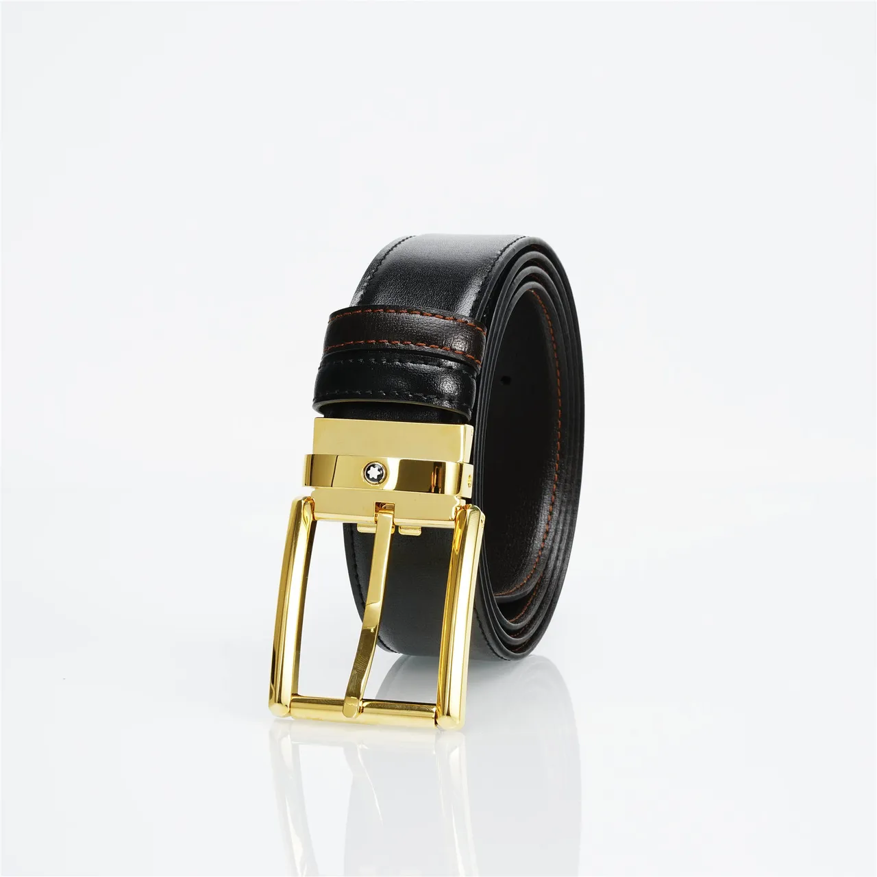 Black Gold ceinture en cuir avec boucle lisse rectangulaire 5