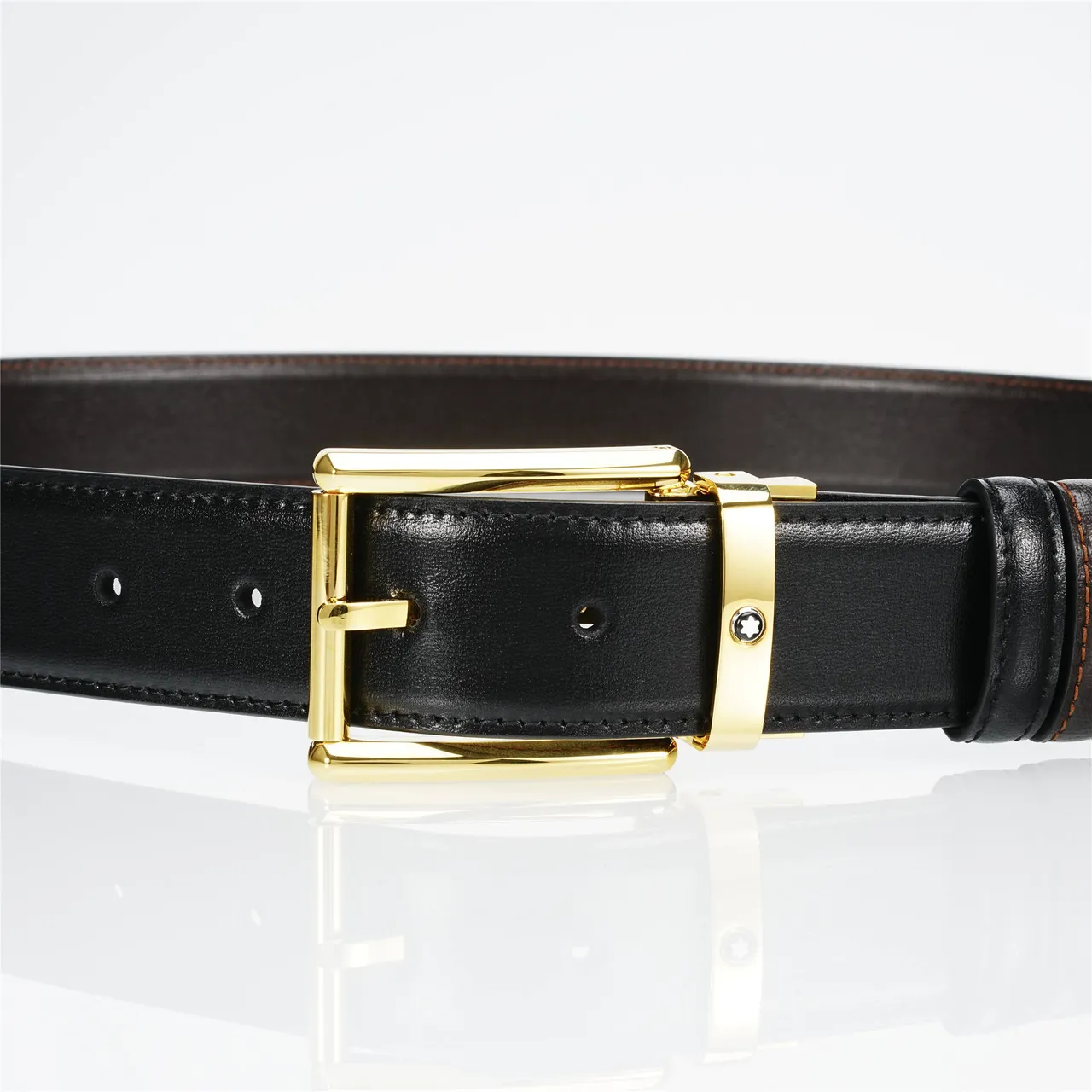 Black Gold ceinture en cuir avec boucle lisse rectangulaire 6