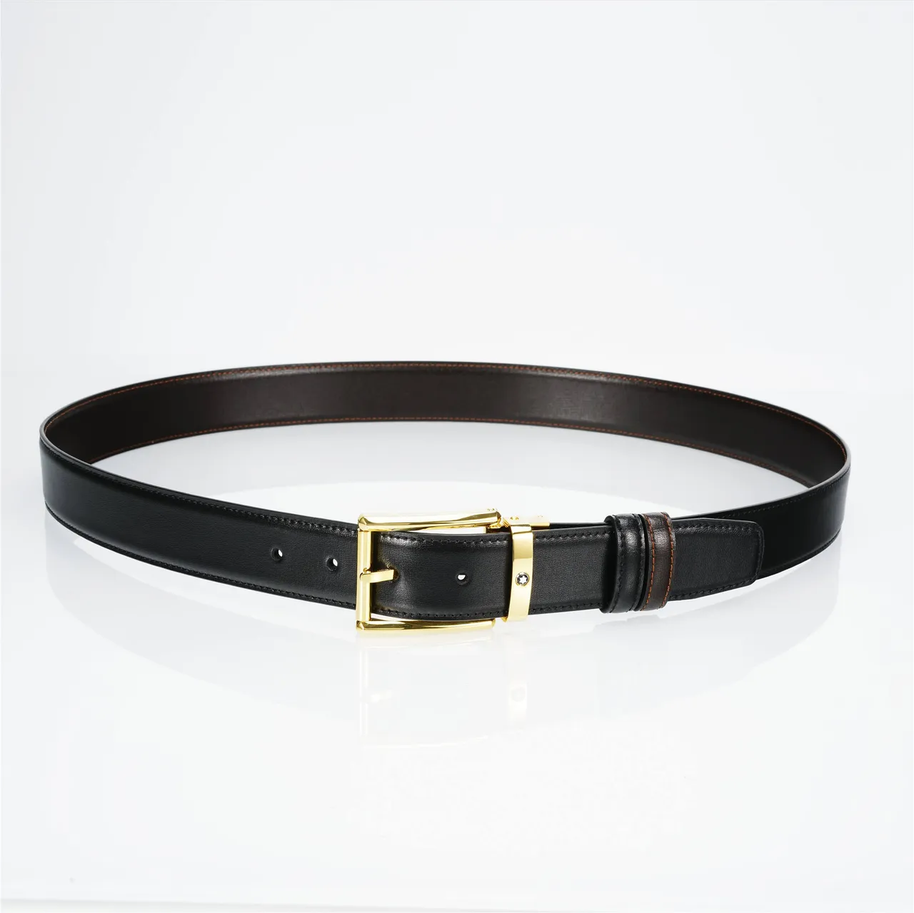 Black Gold ceinture en cuir avec boucle lisse rectangulaire 7
