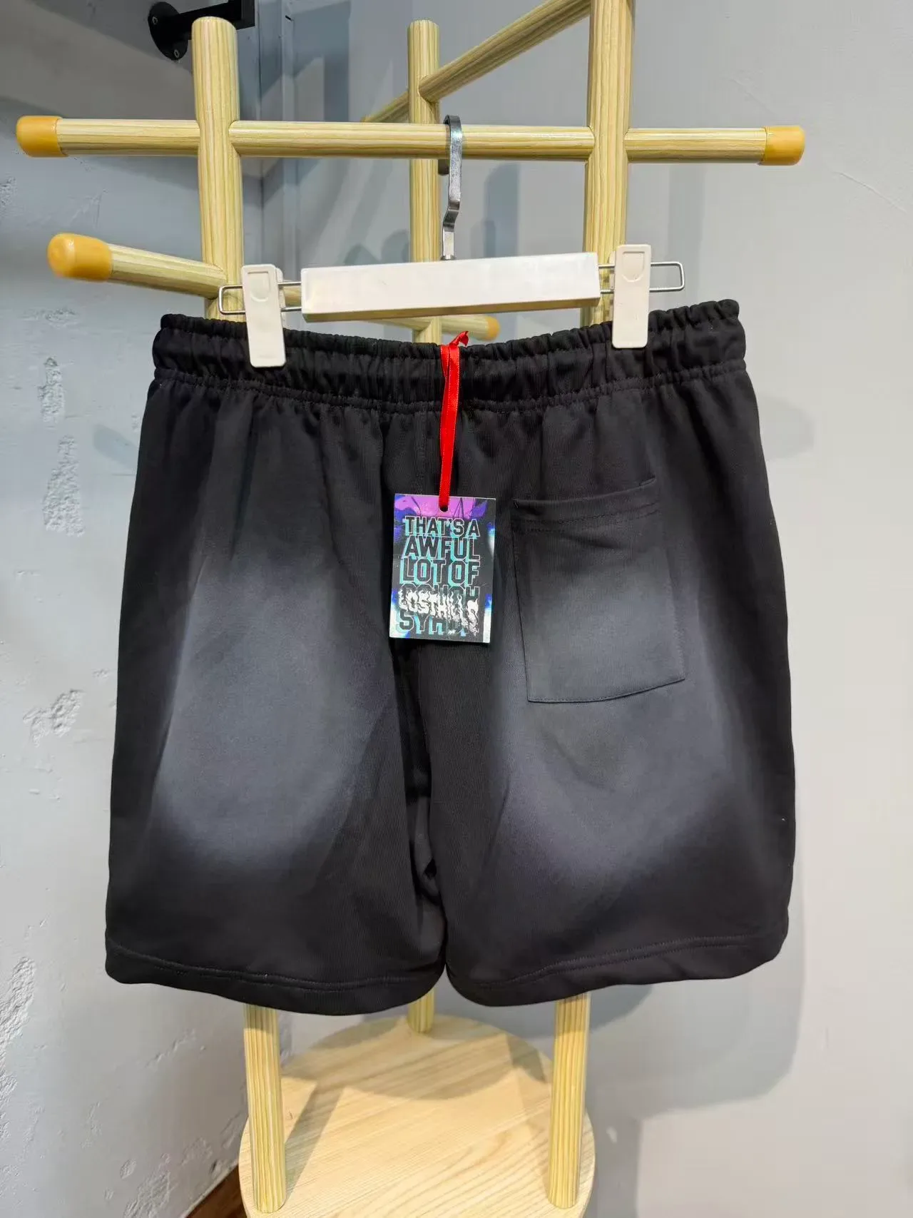 Black Graphic Print Drawstring Waist Shorts 6