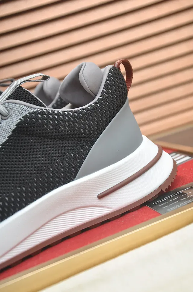 Black Gray Knit Upper Sculpted White Midsole Sneakers 2