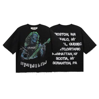 T-shirt noir et vert coupe oversize imprimé graphique
