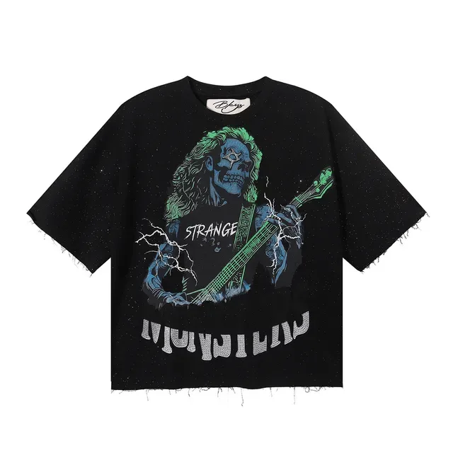 Black Green Oversized Fit Graphic Print T-Shirt 3