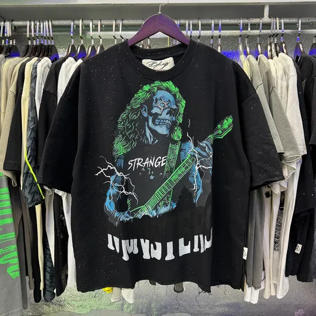 Black Green Oversized Fit Graphic Print T-Shirt 5