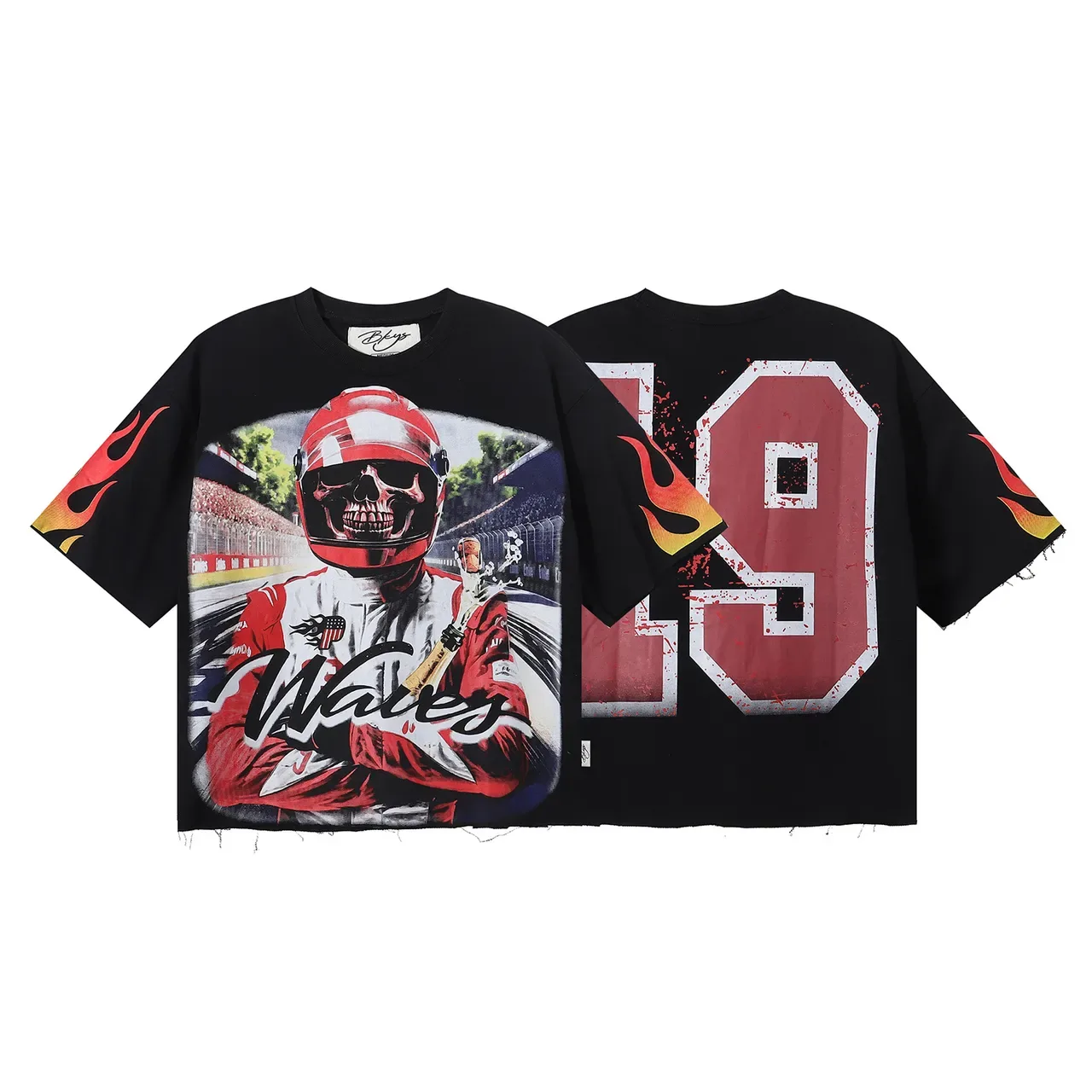 Black Multicolor Graphic-Print Cropped T-Shirt 1