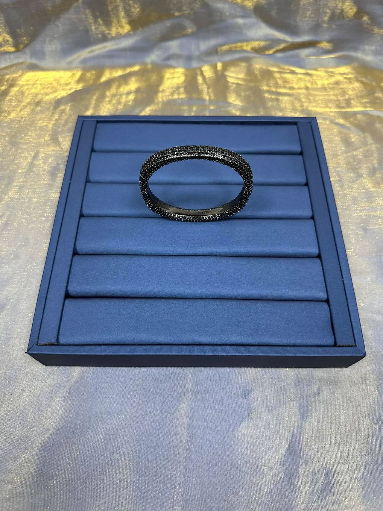 Black Navy Pavé-Set Cuff-Style Bracelet 8