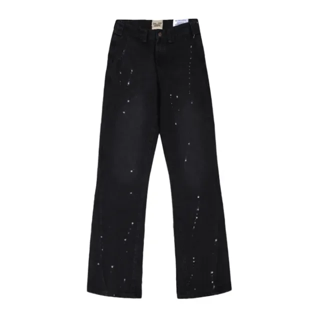 Jeans negros con salpicaduras de pintura distressed flared 2