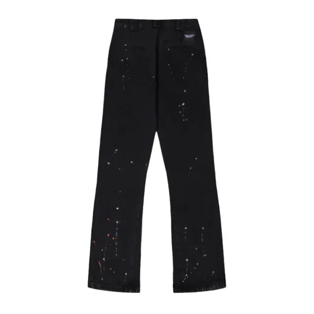 Jeans negros con salpicaduras de pintura distressed flared 3
