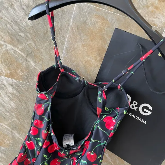 Black Red Cherry-Print Side-Cutout Swimwear 6