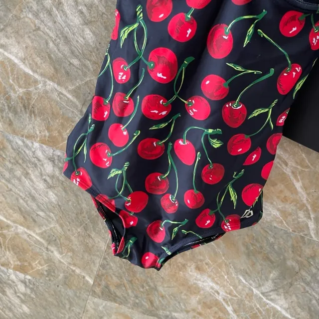 Black Red Cherry-Print Side-Cutout Swimwear 7