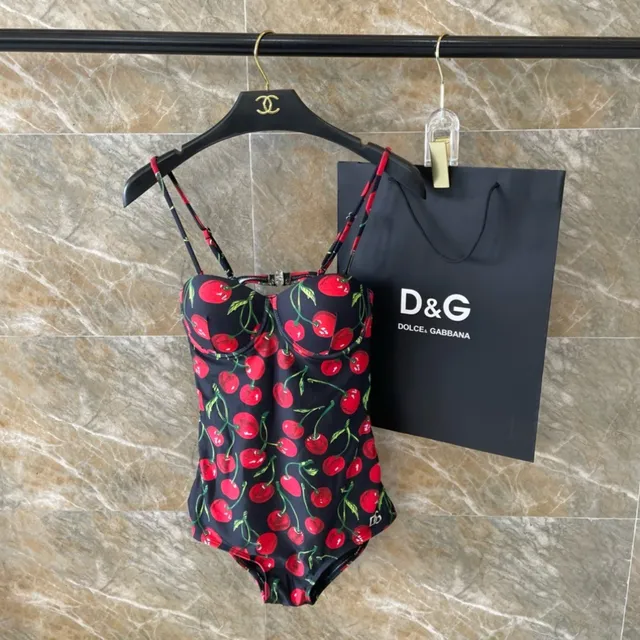 Black Red Cherry-Print Side-Cutout Swimwear 8