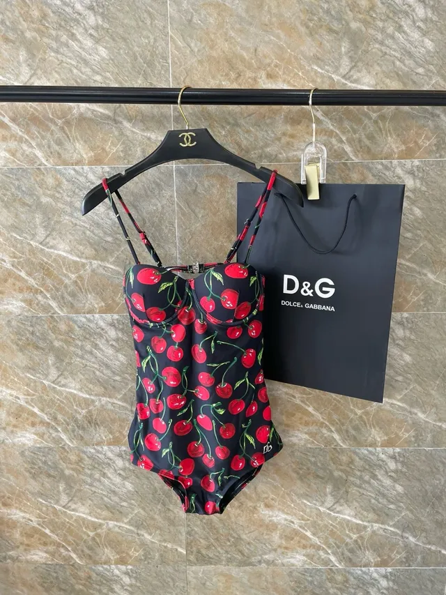 Black Red Cherry-Print Side-Cutout Swimwear 9