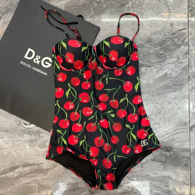 Black Red Cherry-Print Side-Cutout Swimwear 10
