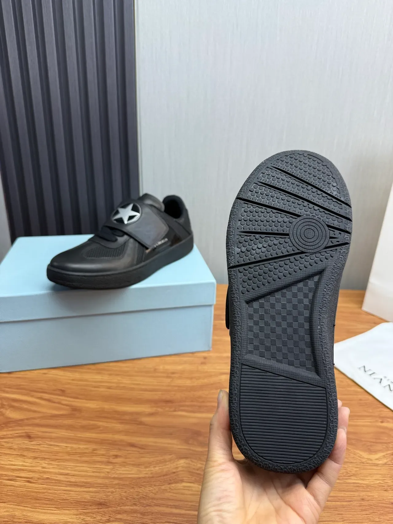 Black Silver Laceless Strap Closure Perforated Mesh Panel Sneakers 10