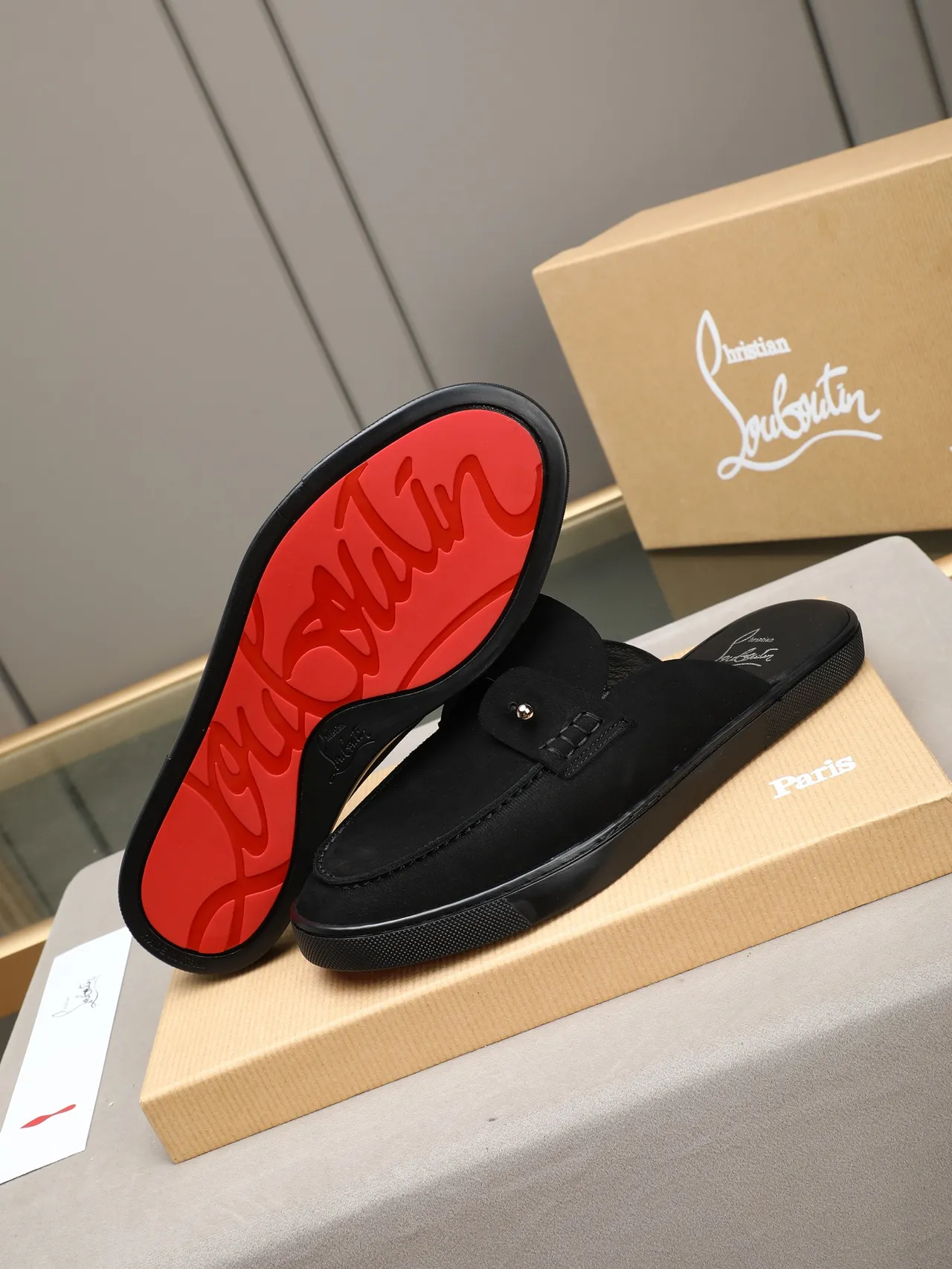 Black Suede Strap Mule Loafer 4