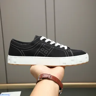 Black White Canvas Upper Contrast Stitching Sneakers