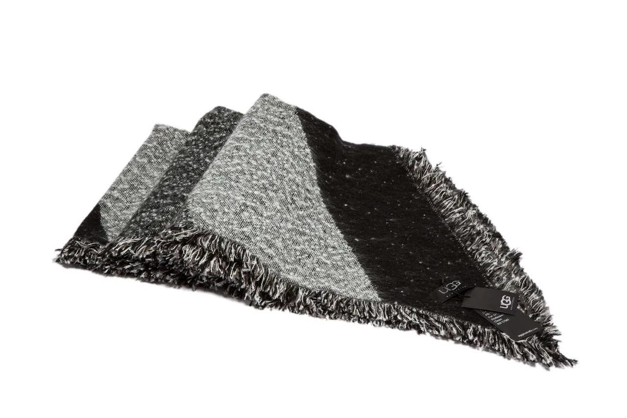 Black White Heavily Fringed Edge Dense Felted Weave Scarve 9