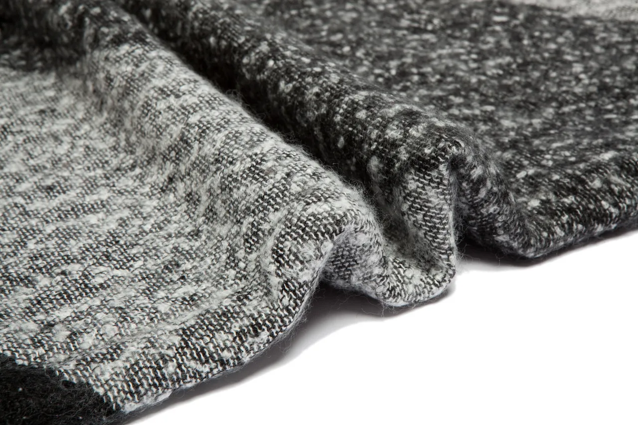 Black White Heavily Fringed Edge Dense Felted Weave Scarve 10