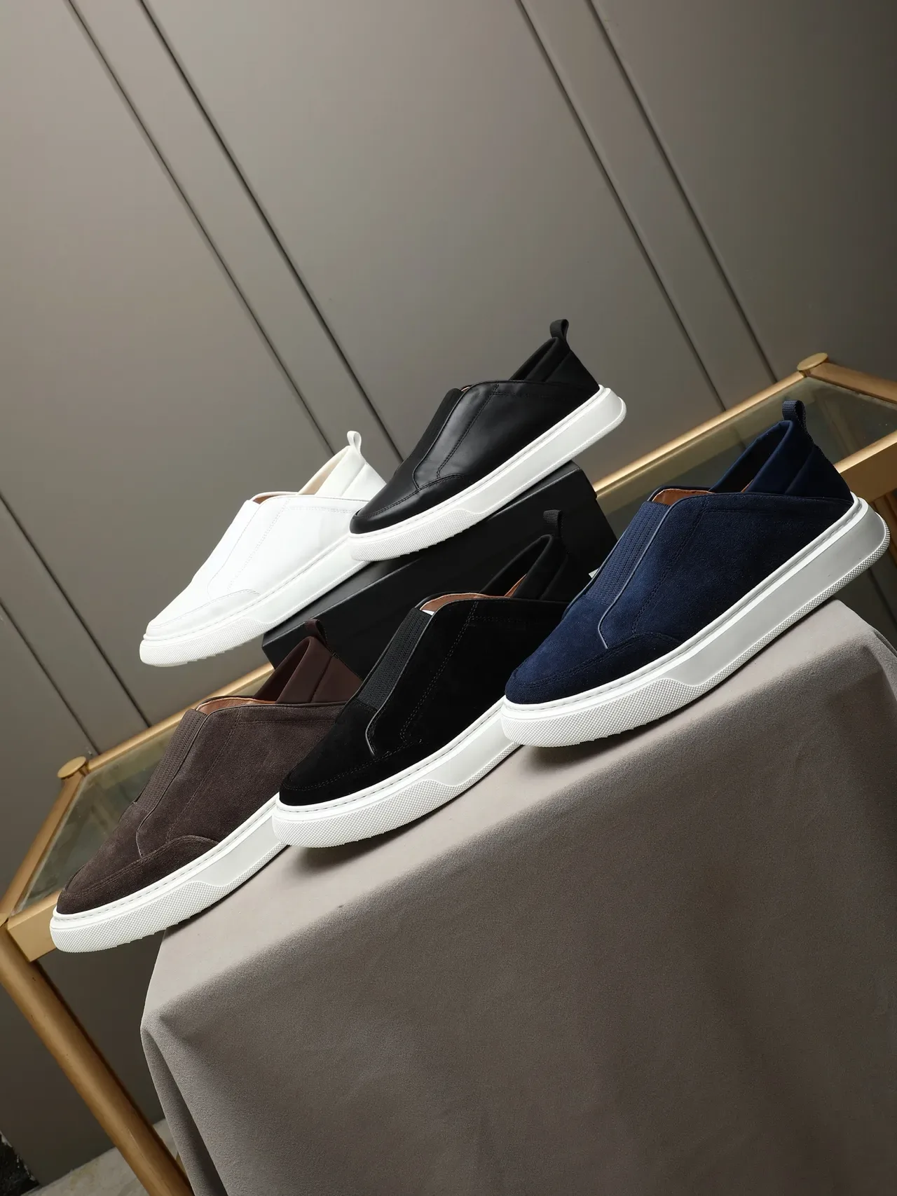 Black White Slip-On Suede Upper Lifestyle Sneakers 2