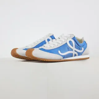 Blue and White Mixed-Material Low-Top Sneakers
