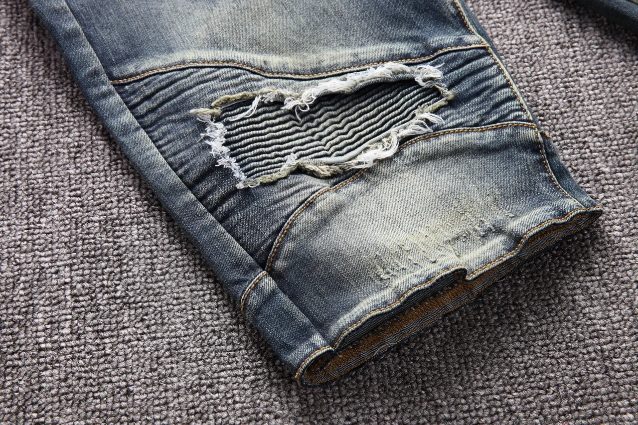 নীল সাদা distressed জিপার পকেট শর্টস 8