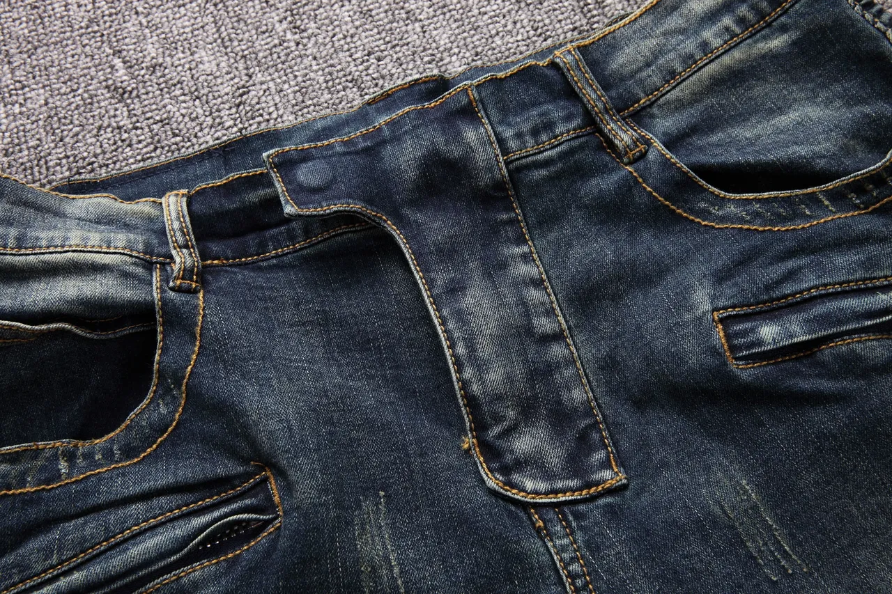 নীল সাদা distressed জিপার পকেট শর্টস 12