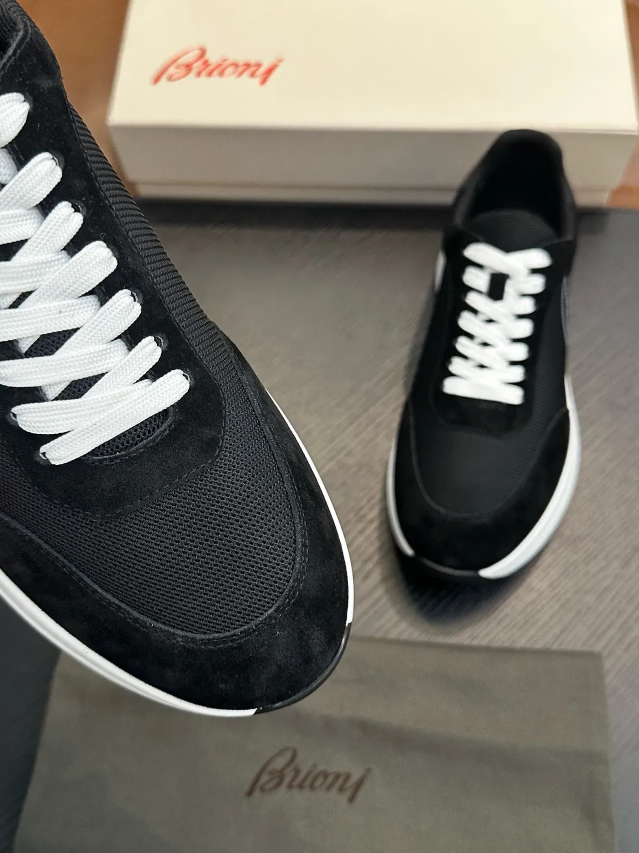 Brioni Black Mesh and Suede Lifestyle Sneakers 7