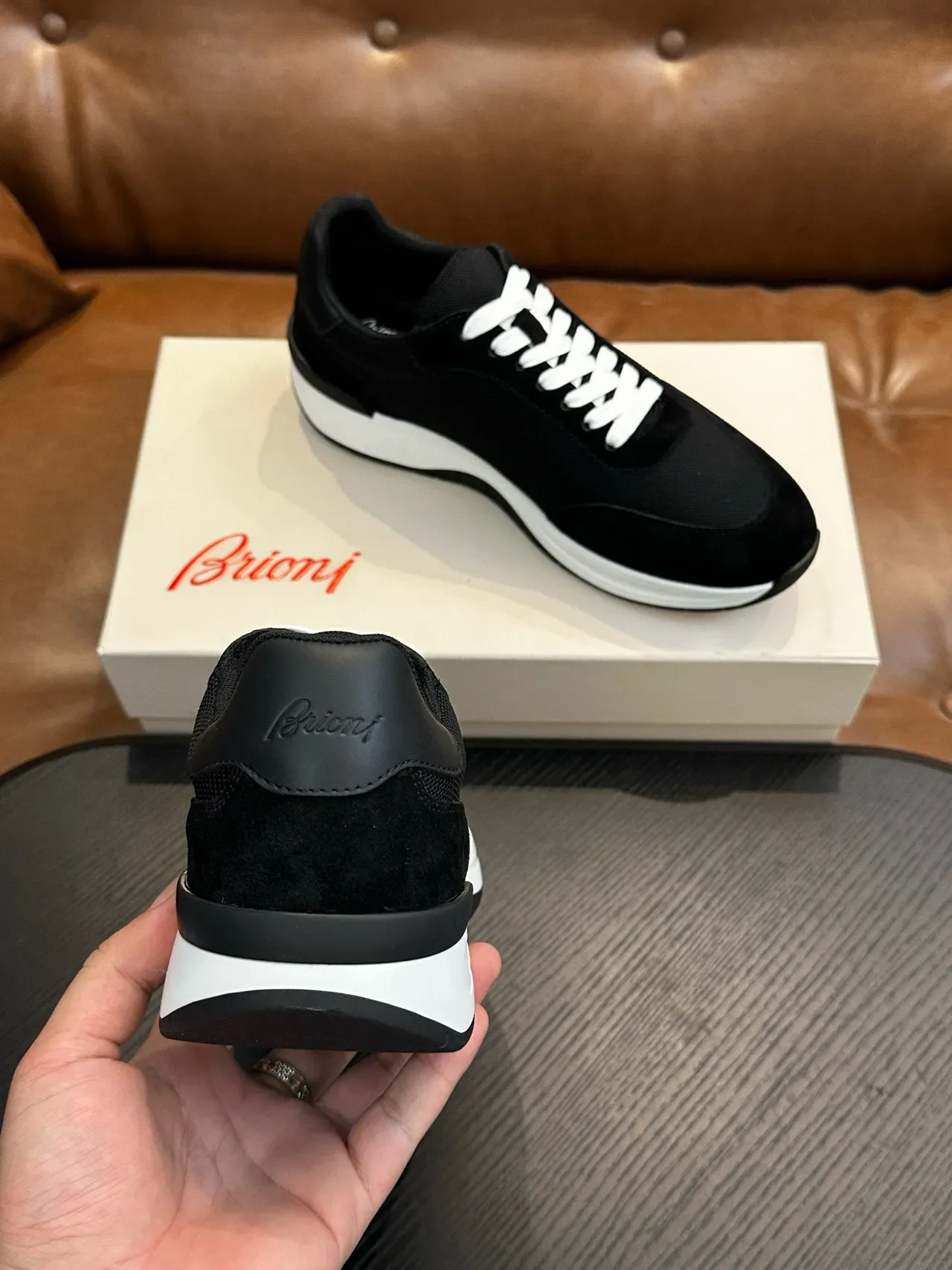 Brioni Black Mesh and Suede Lifestyle Sneakers 9
