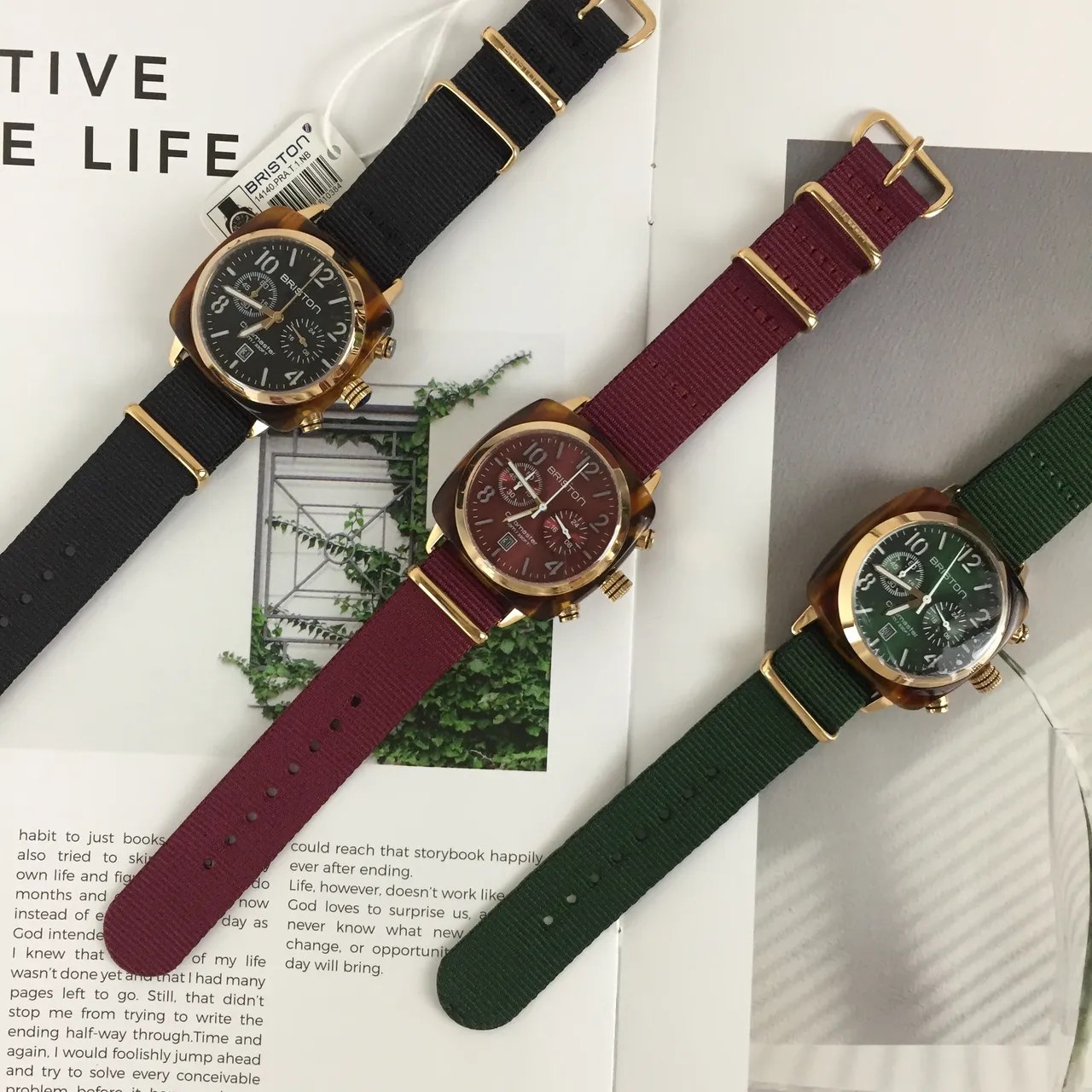 Bristol Clubmaster Chronograph हरी NATO Strap यांत्रिक घड़ी 2
