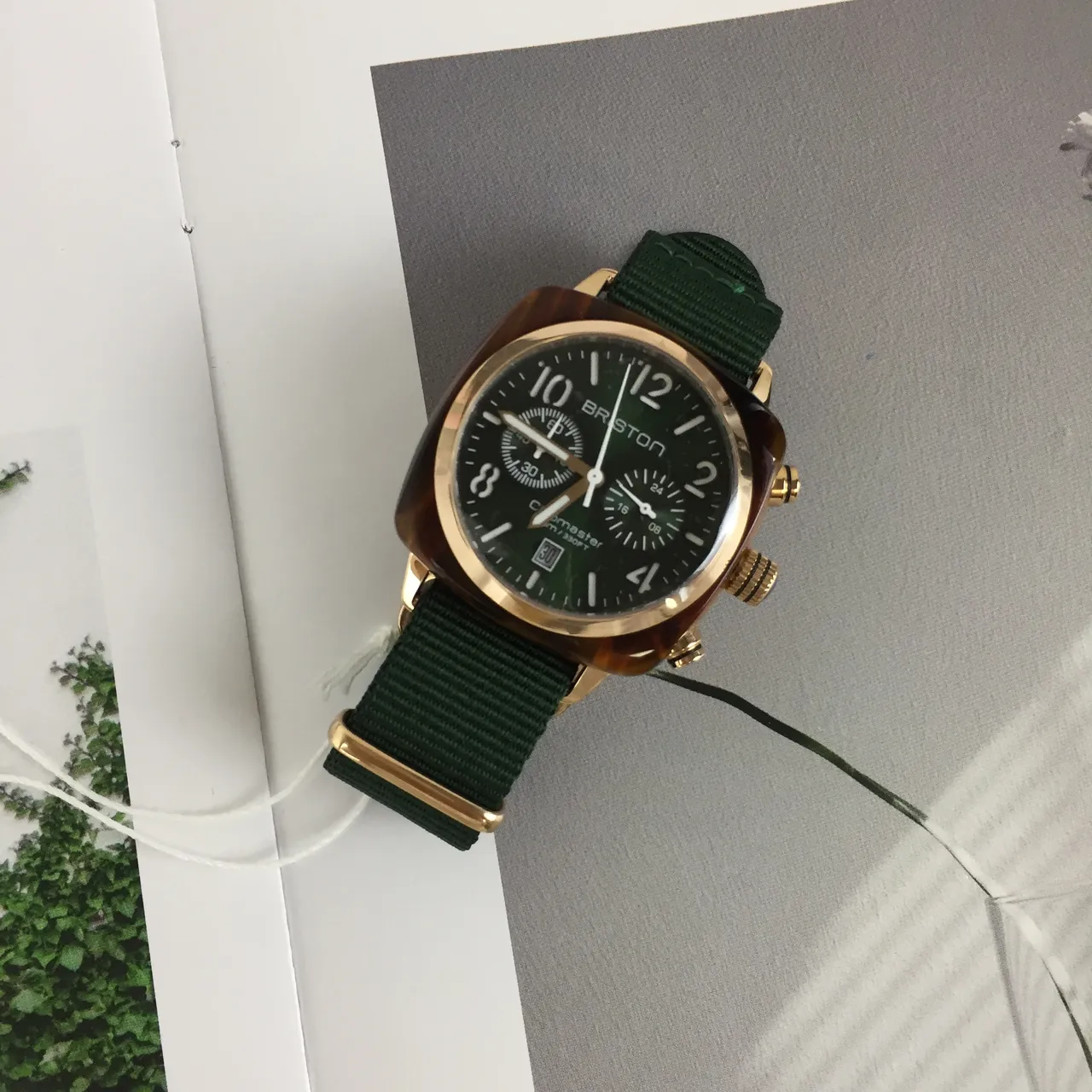 Bristol Clubmaster Chronograph हरी NATO Strap यांत्रिक घड़ी 3
