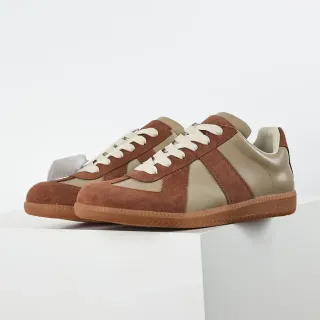 Brown and Beige Two-Tone Suede Leather Lifestyle Sneakers