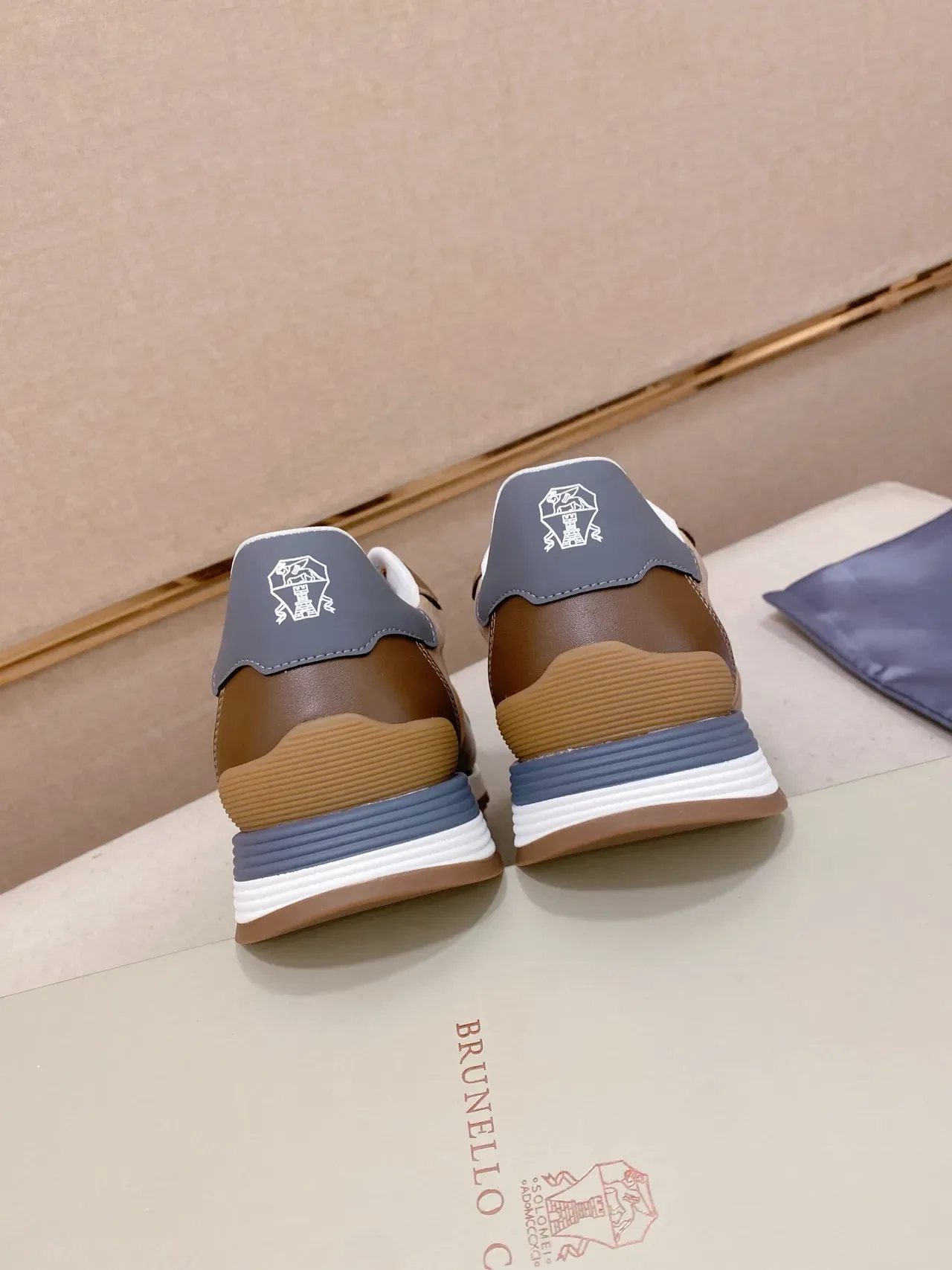 Brown and Tan Suede Leather Panel Sneaker 3