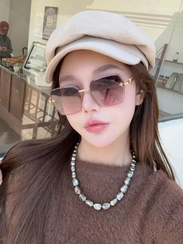 Brown Gold Square-Frame Gradient Lenses Sunglasses 5