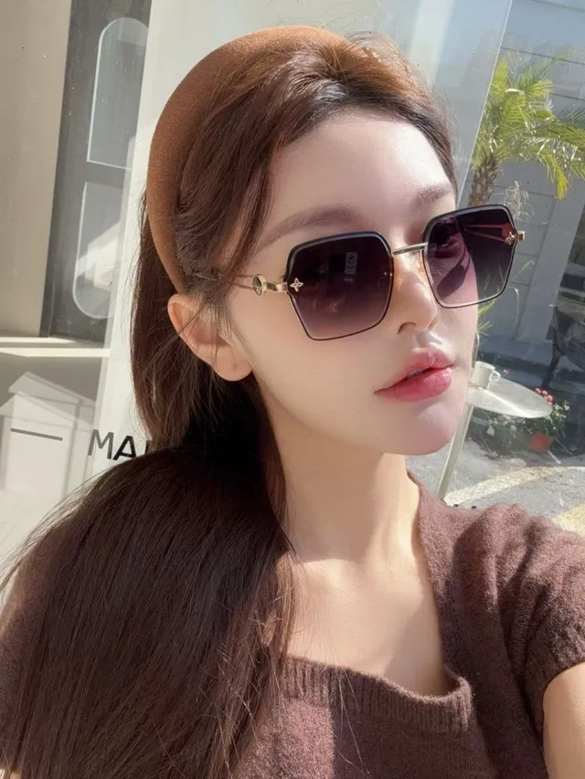 Brown Gold Square-Frame Gradient Lenses Sunglasses 9