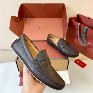 বাদামী সাদা গুটির চামড়ার Penny Strap লুফার