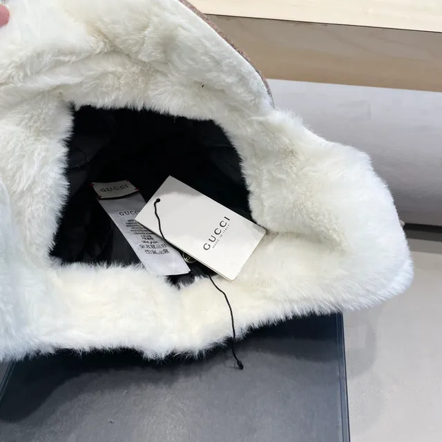 Gorrito Marrón Blanco Estilo Trapper Lana Mezcla Exterior 8