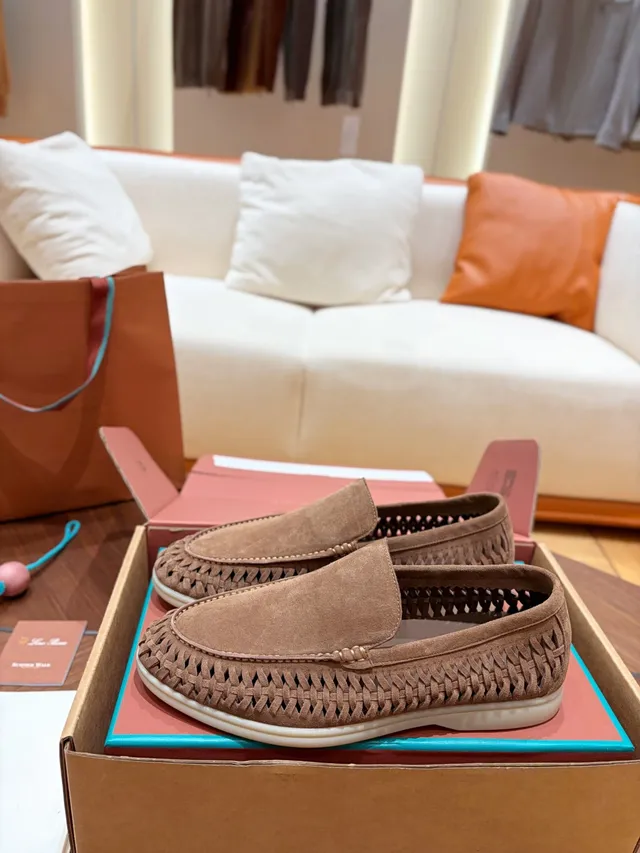 Brown Woven Perforated Suede Loafer 4