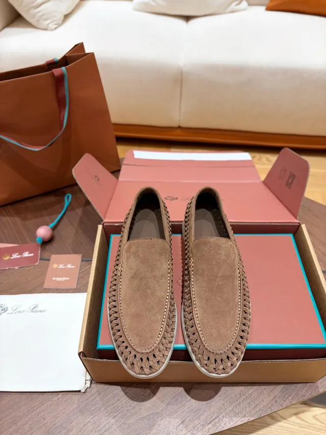 Brown Woven Perforated Suede Loafer 5