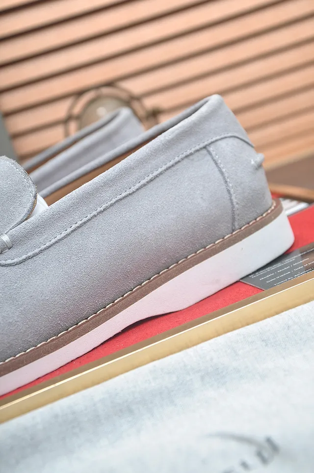 Brunello Cucinelli Gray Suede Penny Loafers 8