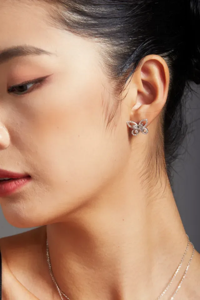Butterfly Pavé Crystal Stud Earrings 2