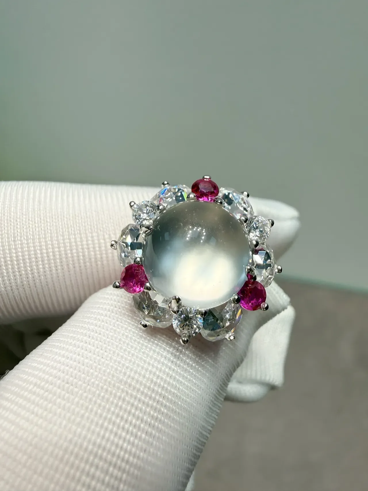 Cabochon Halo Multi-Gem Stud Earrings 5