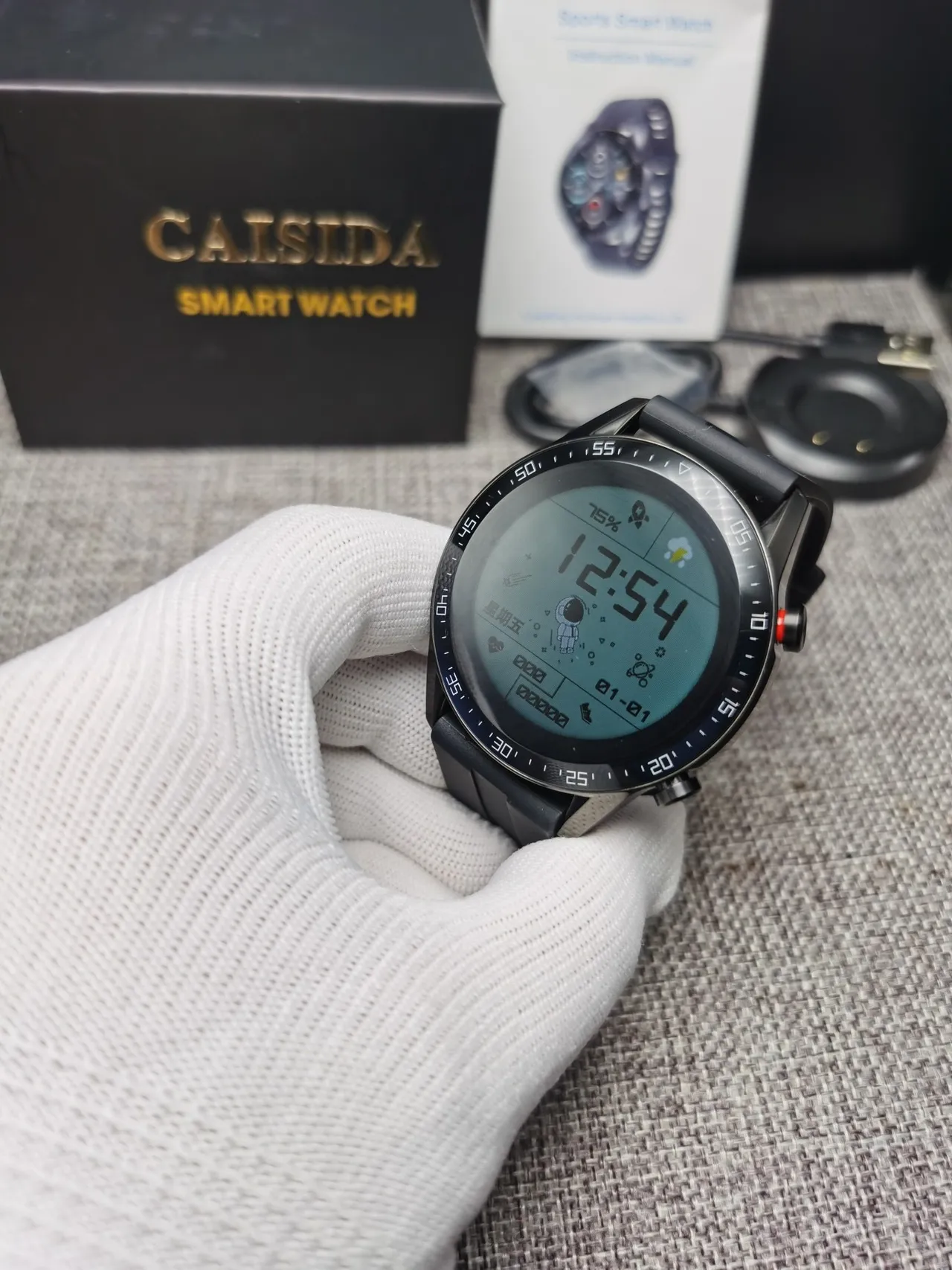 CAISIDA काली नीली मैट केस सिलिकॉन पट्टी खेल घड़ी 3