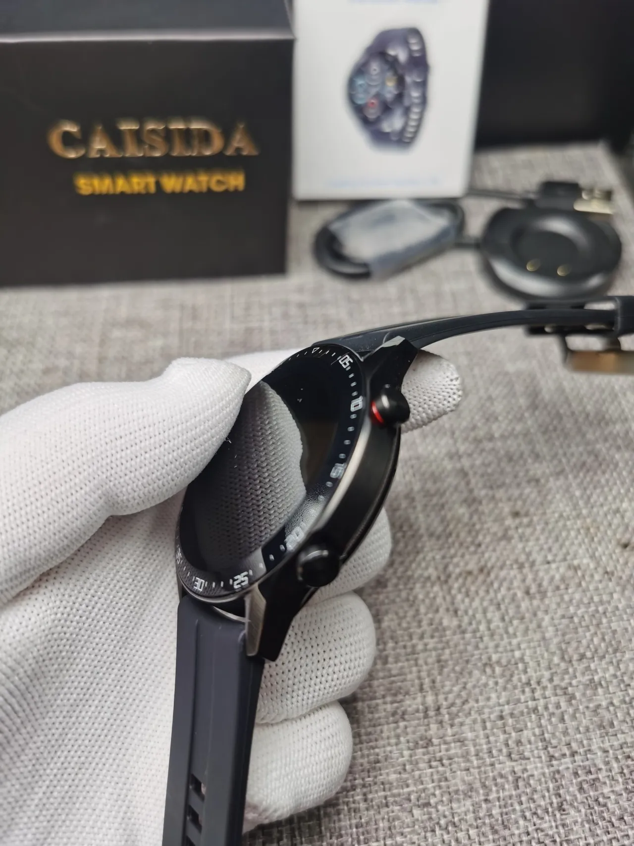CAISIDA काली नीली मैट केस सिलिकॉन पट्टी खेल घड़ी 9