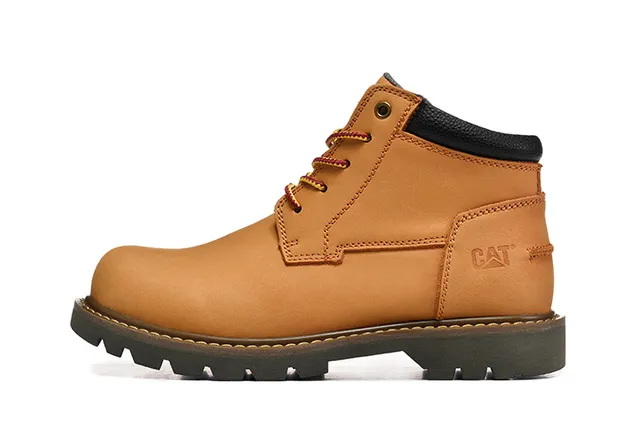 CAT Bottes de Travail en Cuir Tan Lacées 2