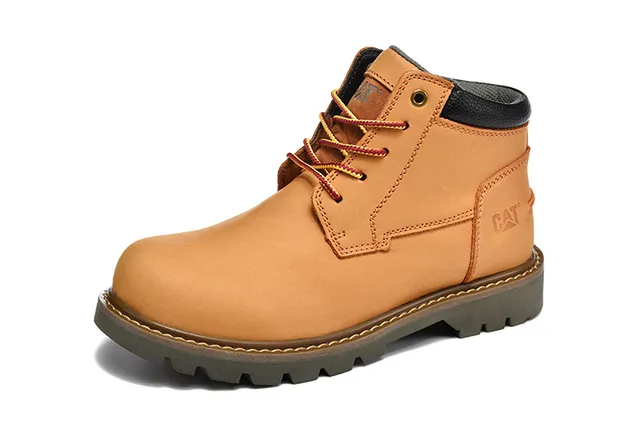 CAT Bottes de Travail en Cuir Tan Lacées 3