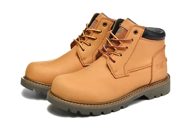 CAT Bottes de Travail en Cuir Tan Lacées 4