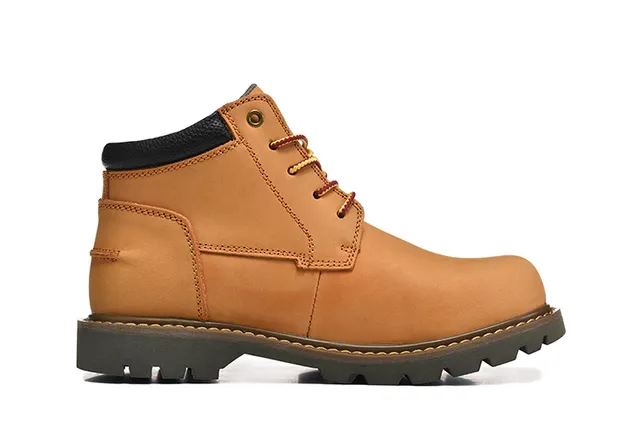 CAT Bottes de Travail en Cuir Tan Lacées 5