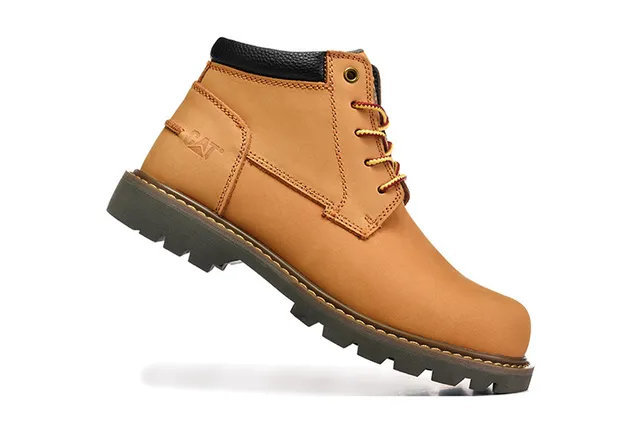 CAT Bottes de Travail en Cuir Tan Lacées 6