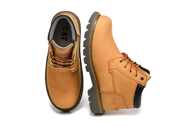 CAT Bottes de Travail en Cuir Tan Lacées 7